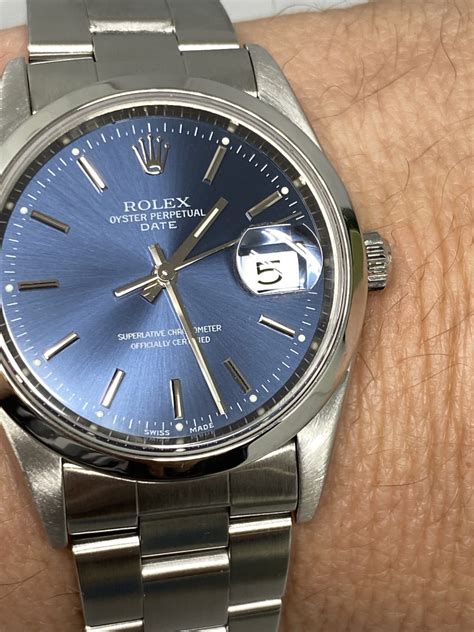 rolex oyster perpetual date 34 blue|rolex 34mm vs 36mm.